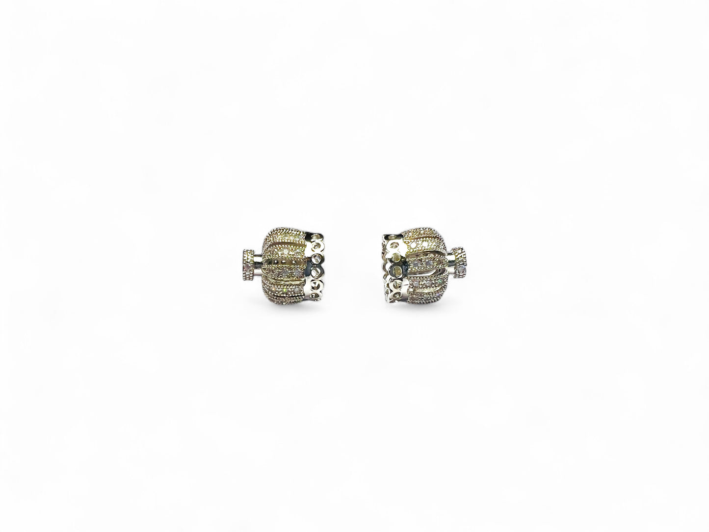 Beads Spacer, Charms, Finding Crown Shape Silver Pack of 2