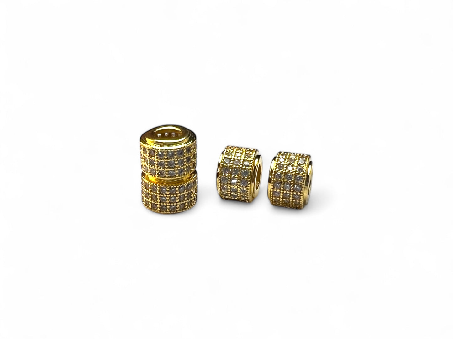Beads Spacer, Charms, Finding Cylinder Shape Gold Colour Pack of 2