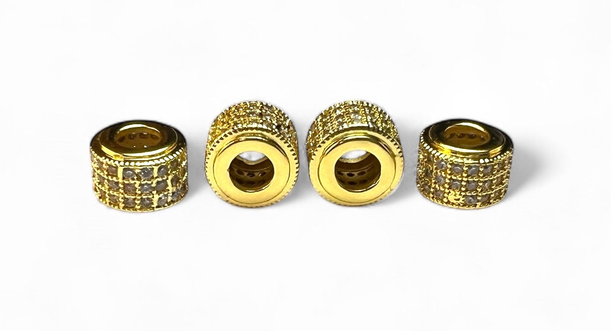 Beads Spacer, Charms, Finding Cylinder Shape Gold Colour Pack of 2