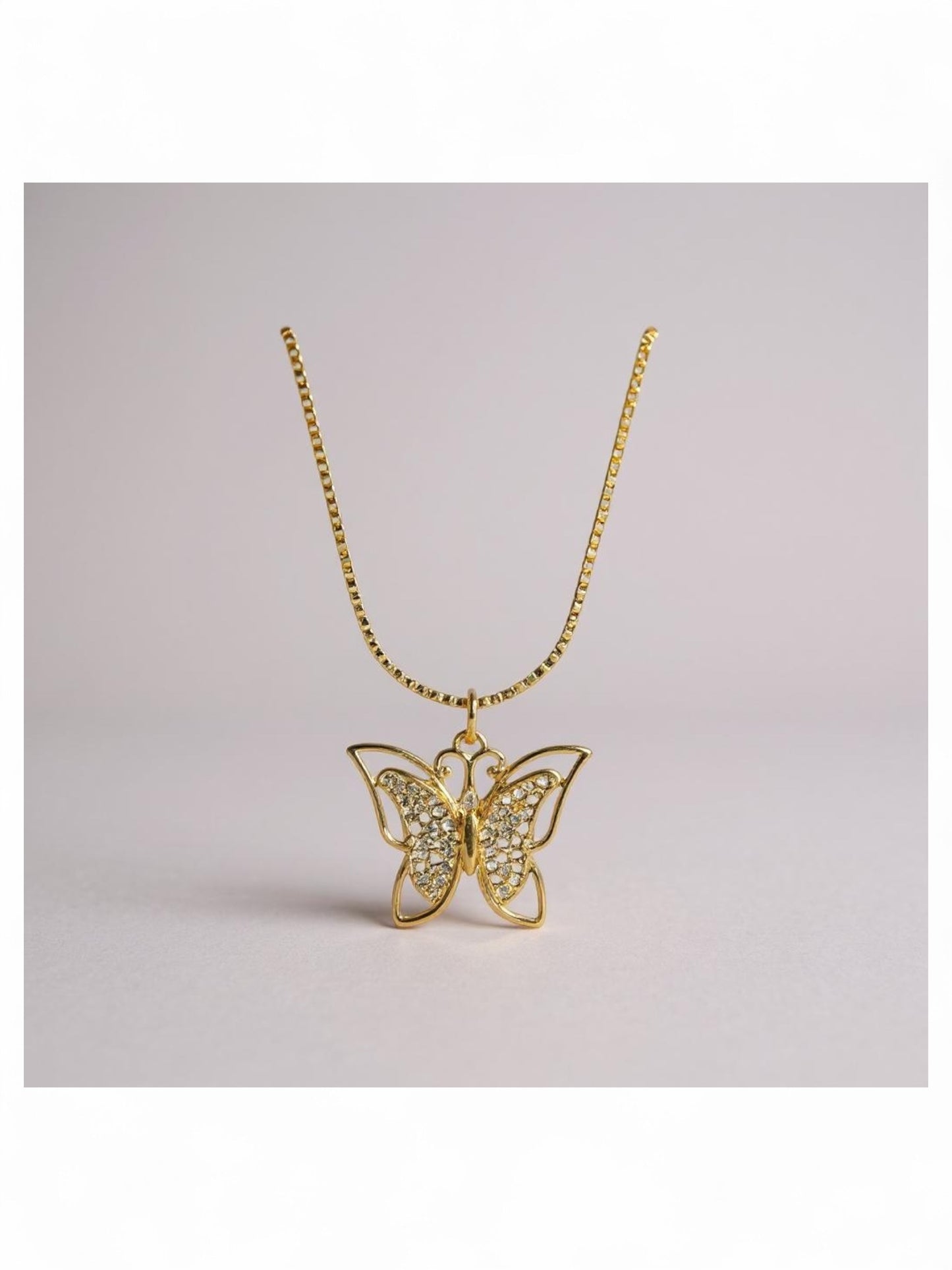 18K Gold Colour Polish Butterfly Pendant with Chain and Extension