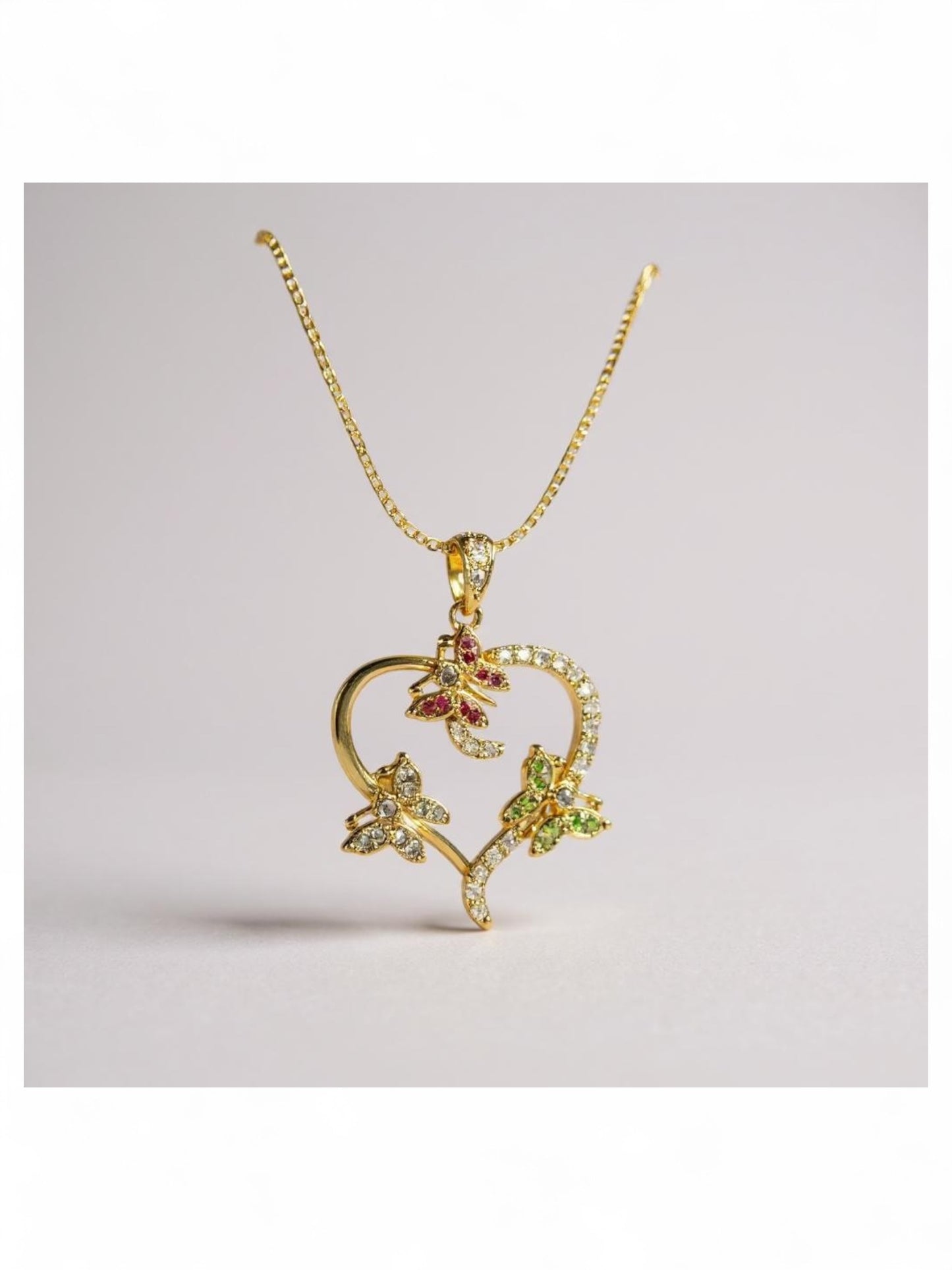 18K Gold Colour Polish Heart Shape Pendant with Chain and Extension