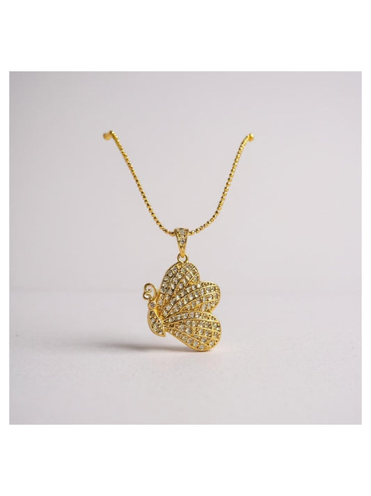 18K Gold Colour Polish Butterfly Shape Pendant with Chain and Extension