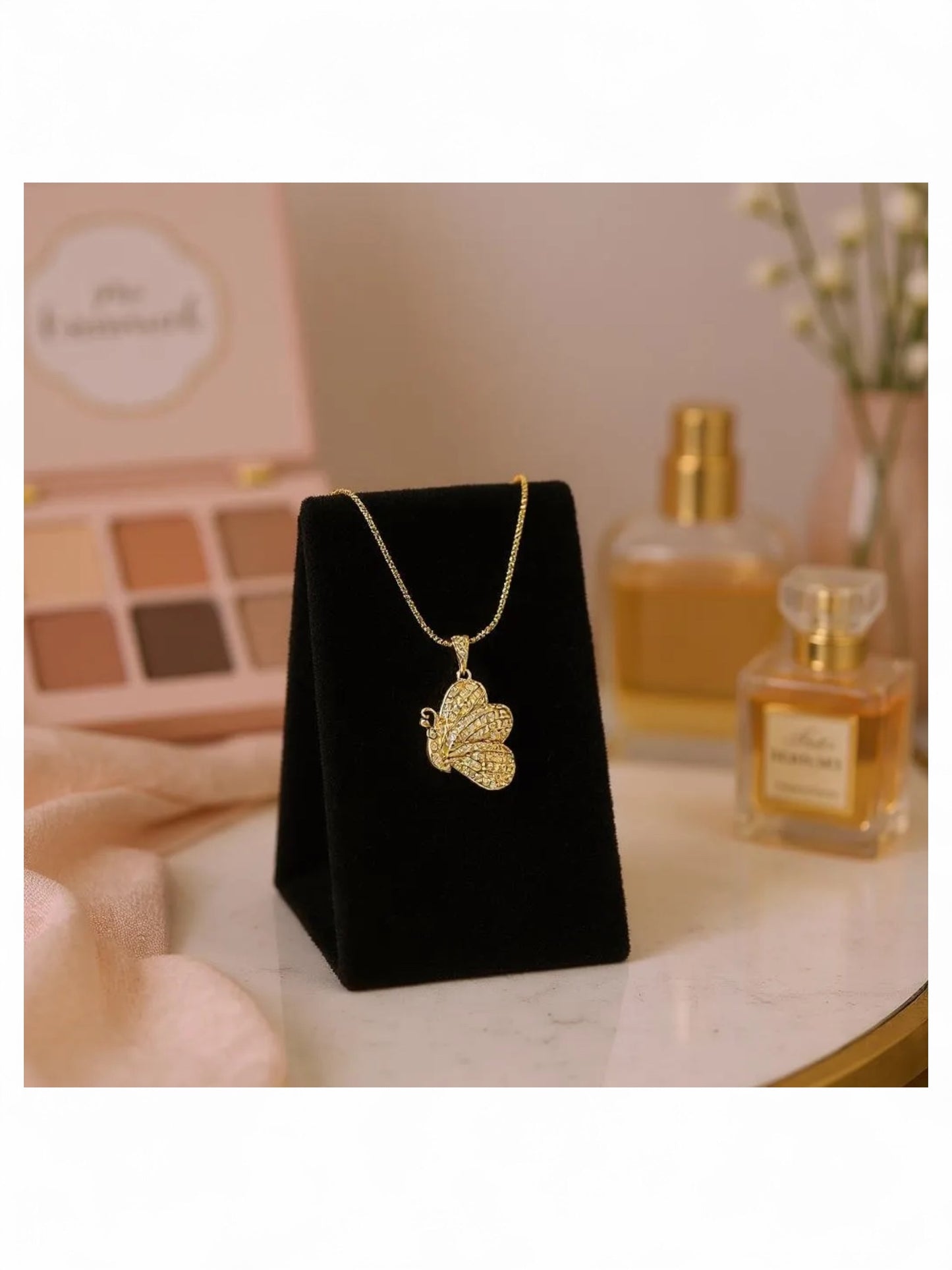 18K Gold Colour Polish Butterfly Shape Pendant with Chain and Extension