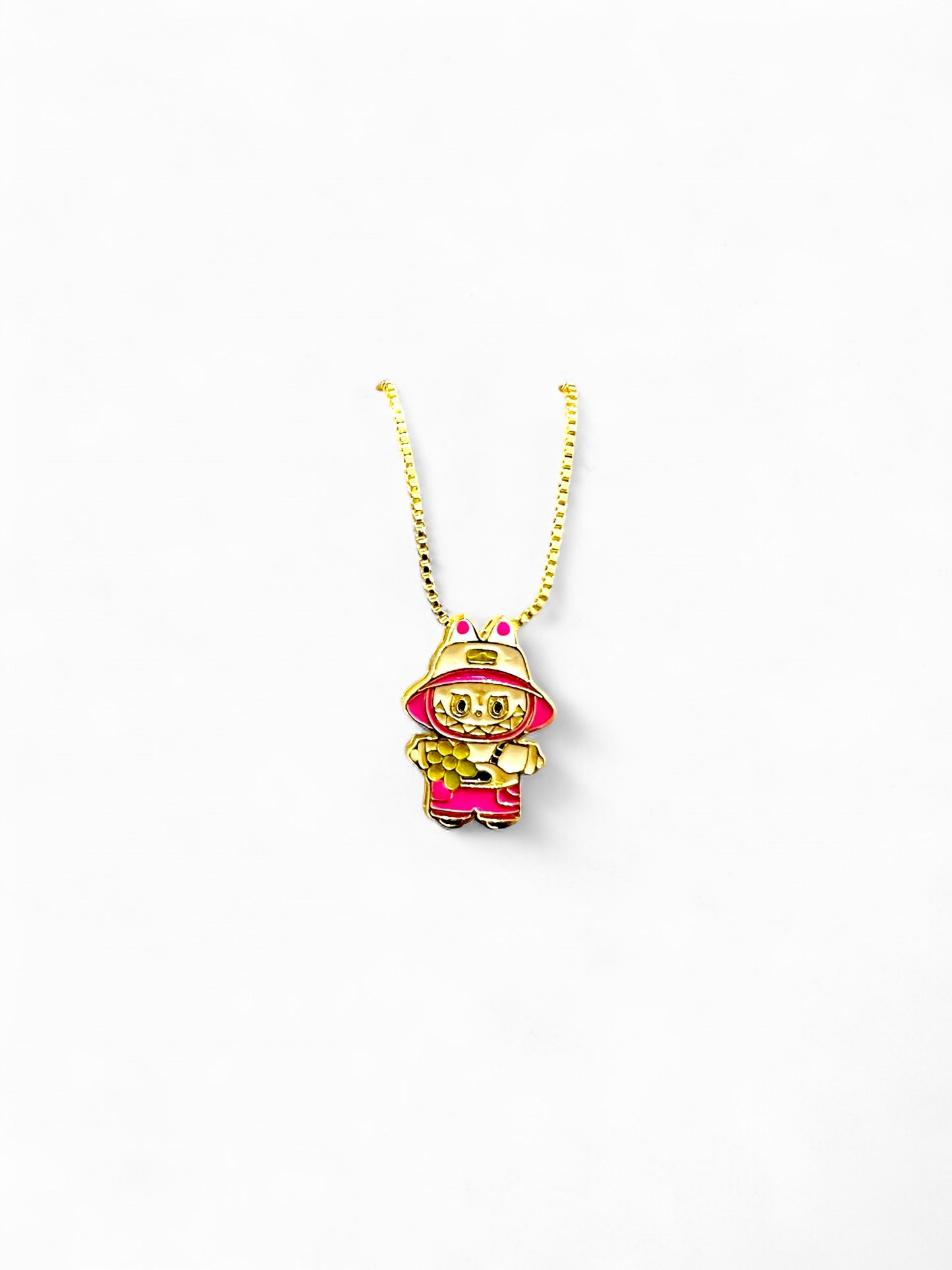18K Gold Colour Polish Labubu Pendant with Chain and Extension