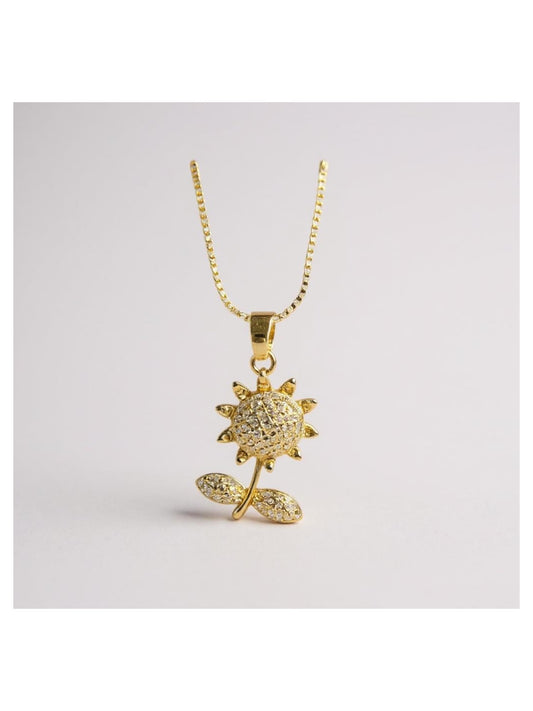 18K Gold Colour Polish Sun Flower Pendant with Chain and Extension
