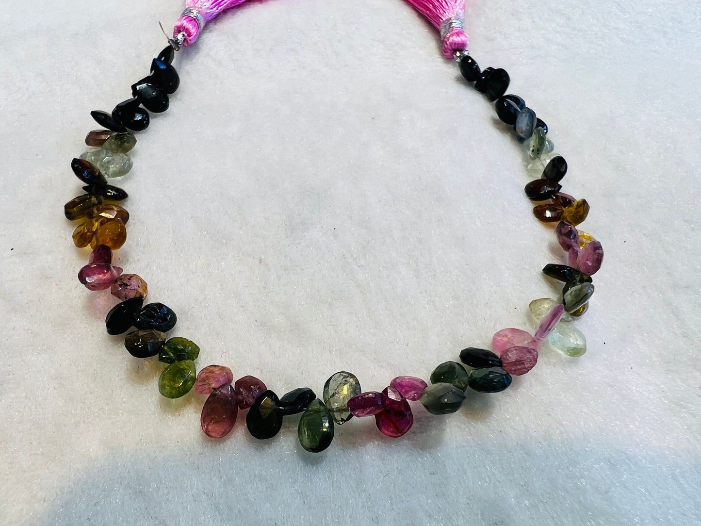 Tourmaline Multicolour Drops Shape Beads 7x5mm Size Length 21cm For Necklace Bracelet Jewelry Necklaces Bracelets Crafting & Accessories
