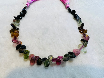 Tourmaline Multicolour Drops Shape Beads 7x5mm Size Length 21cm For Necklace Bracelet Jewelry Necklaces Bracelets Crafting & Accessories