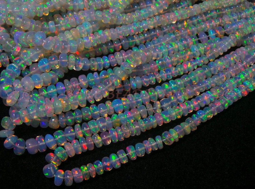 Premium Natural Ethiopian Opal Beads – 4-6mm Roundel Beads, 17 Inch Strand for Jewelry Creations, String for Necklaces, Bracelets & Crafting