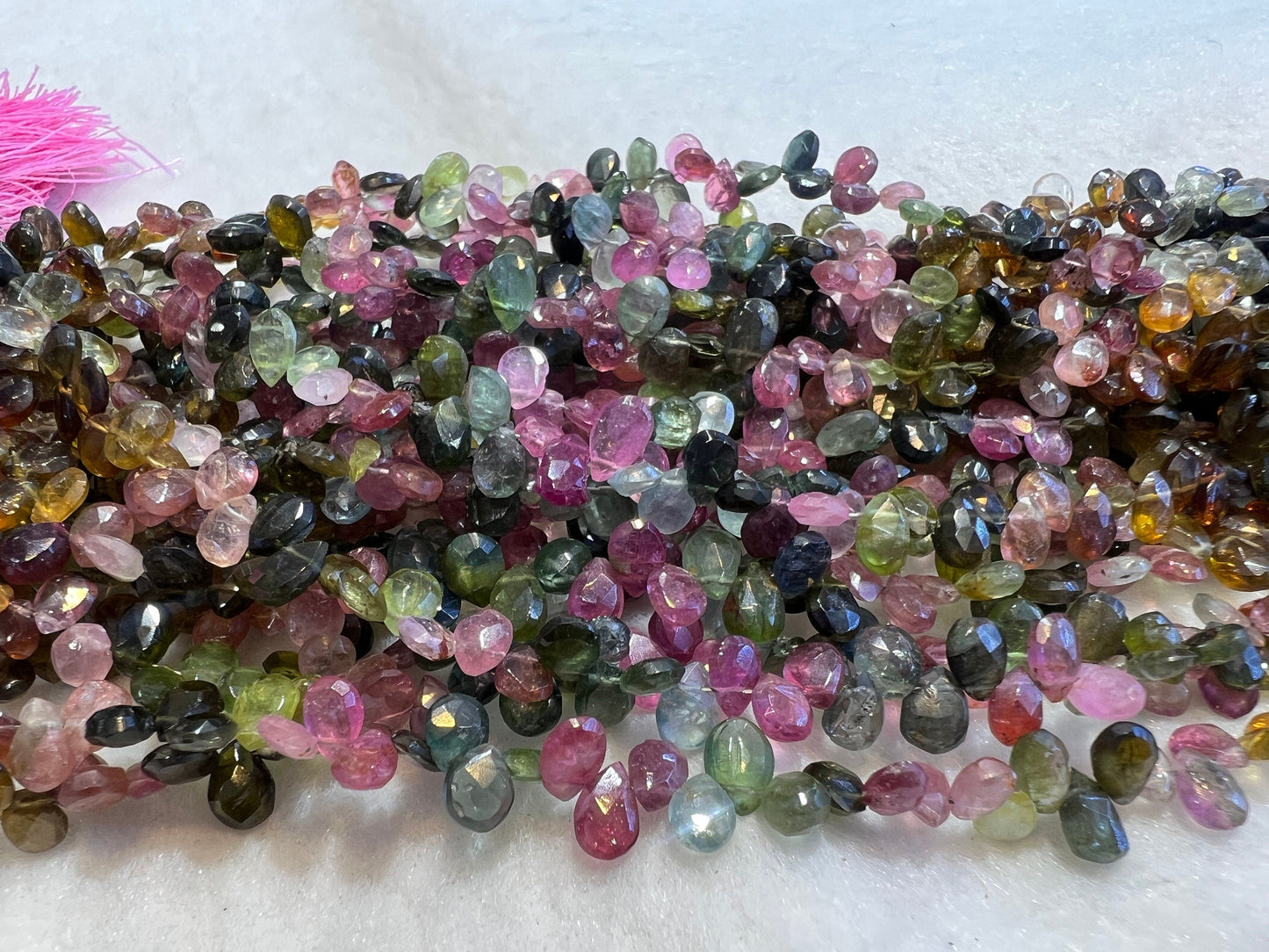 Tourmaline Multicolour Drops Shape Beads 7x5mm Size Length 21cm For Necklace Bracelet Jewelry Necklaces Bracelets Crafting & Accessories