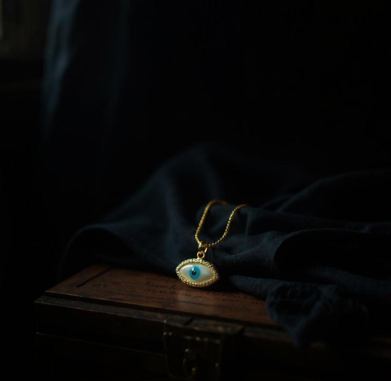 18K Gold Colour Polish Evil Eye Pendant with Chain and Extension
