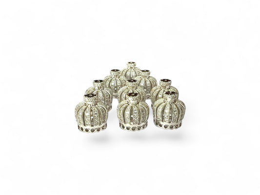 Beads Spacer, Charms, Finding Crown Shape Silver Pack of 2