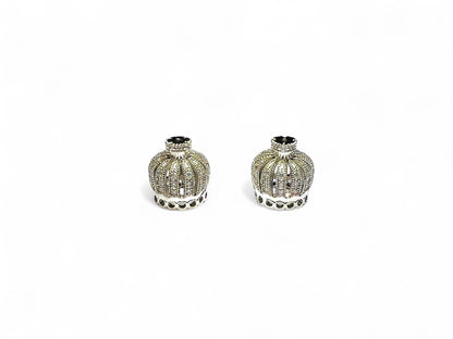 Beads Spacer, Charms, Finding Crown Shape Silver Pack of 2