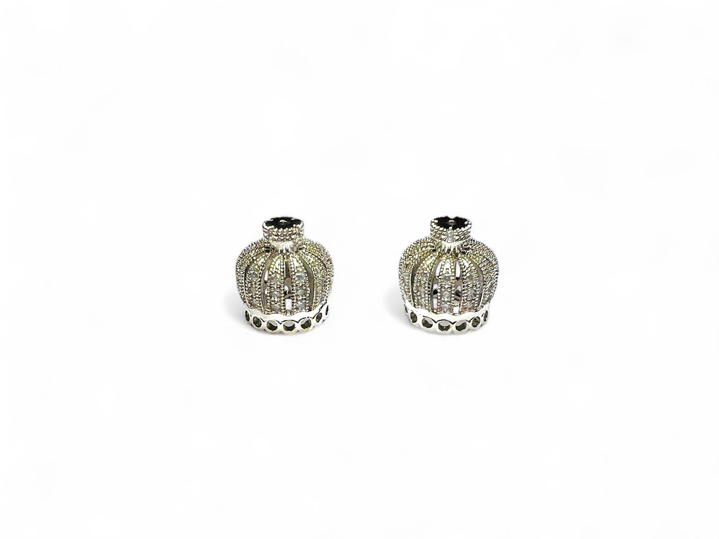 Beads Spacer, Charms, Finding Crown Shape Silver Pack of 2