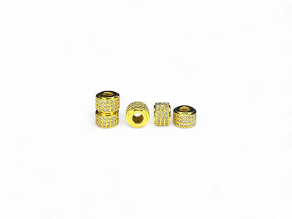 Beads Spacer, Charms, Finding Cylinder Shape Gold Colour Pack of 2