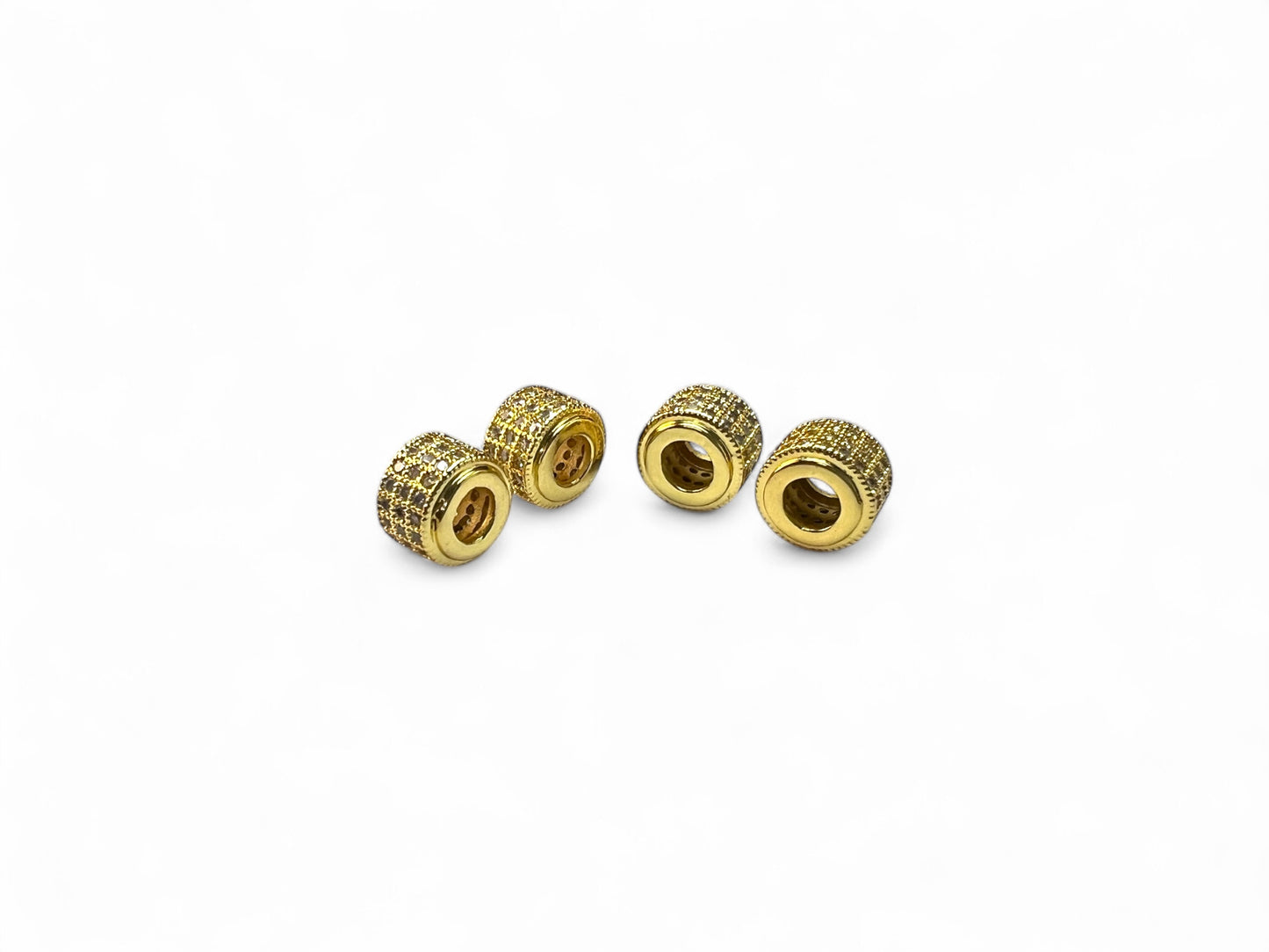 Beads Spacer, Charms, Finding Cylinder Shape Gold Colour Pack of 2