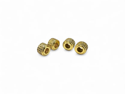 Beads Spacer, Charms, Finding Cylinder Shape Gold Colour Pack of 2