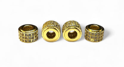 Beads Spacer, Charms, Finding Cylinder Shape Gold Colour Pack of 2