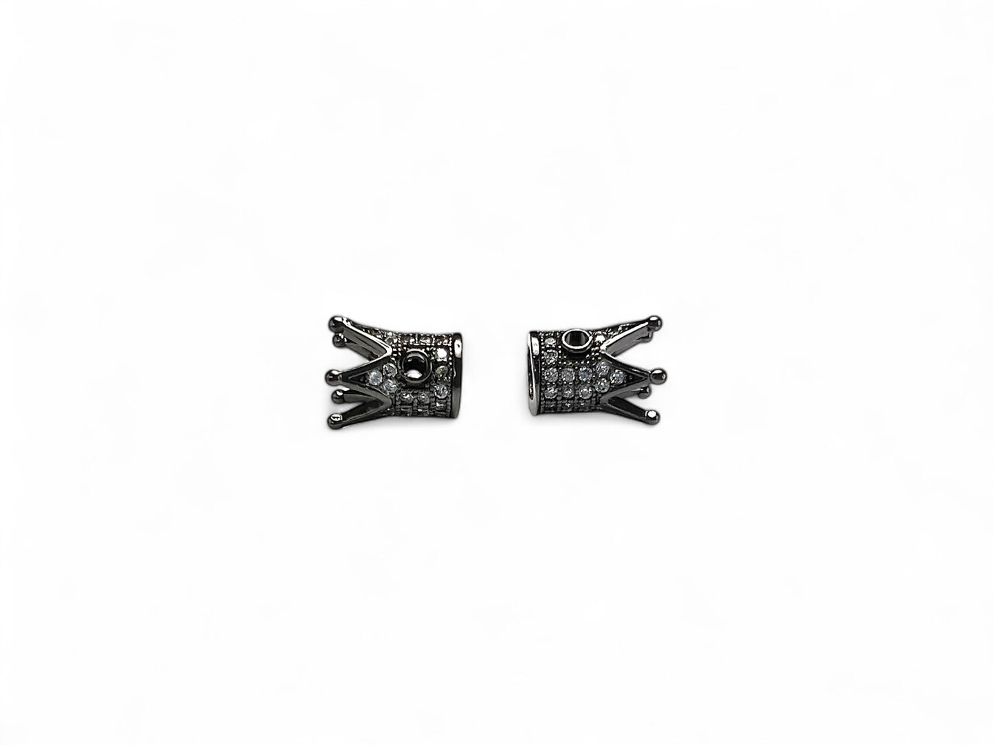 Beads Spacer, Charms, Finding Long Crown Shape Black Colour Pack of 2