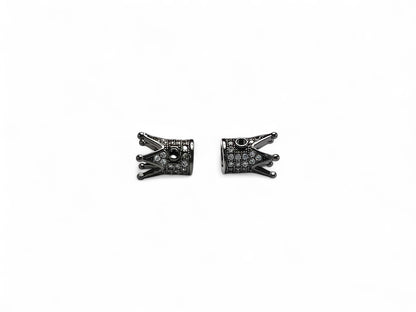 Beads Spacer, Charms, Finding Long Crown Shape Black Colour Pack of 2