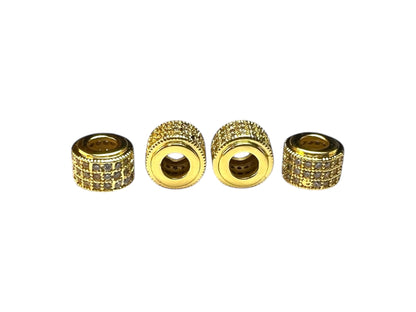 Beads Spacer, Charms, Finding Cylinder Shape Gold Colour Pack of 2