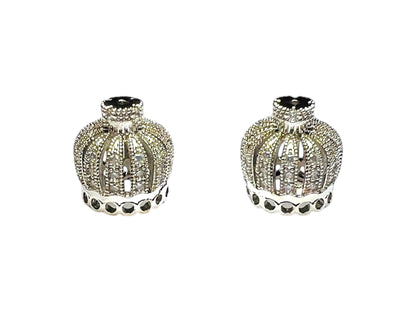Beads Spacer, Charms, Finding Crown Shape Silver Pack of 2
