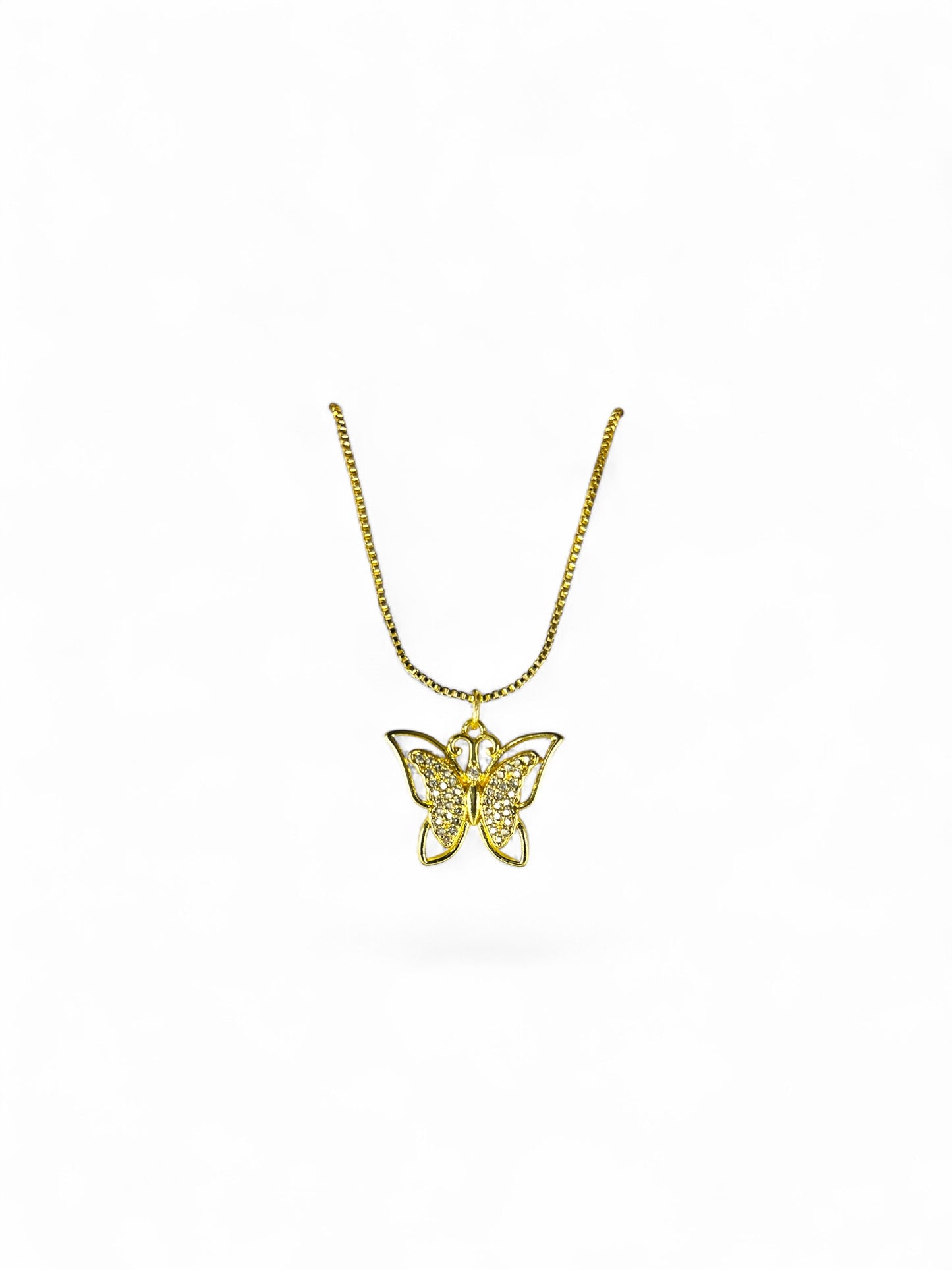 18K Gold Colour Polish Butterfly Pendant with Chain and Extension