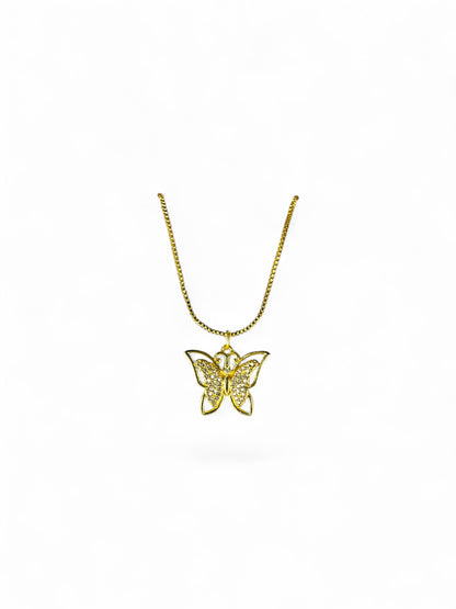 18K Gold Colour Polish Butterfly Pendant with Chain and Extension
