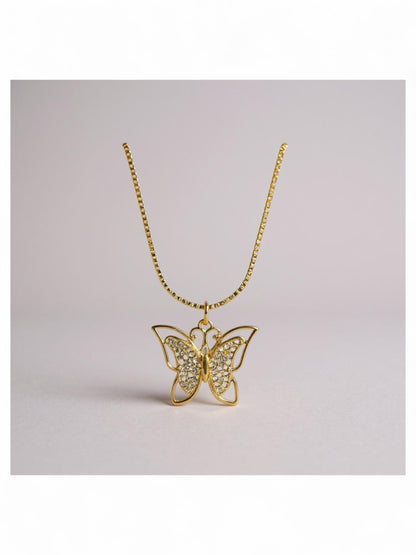 18K Gold Colour Polish Butterfly Pendant with Chain and Extension