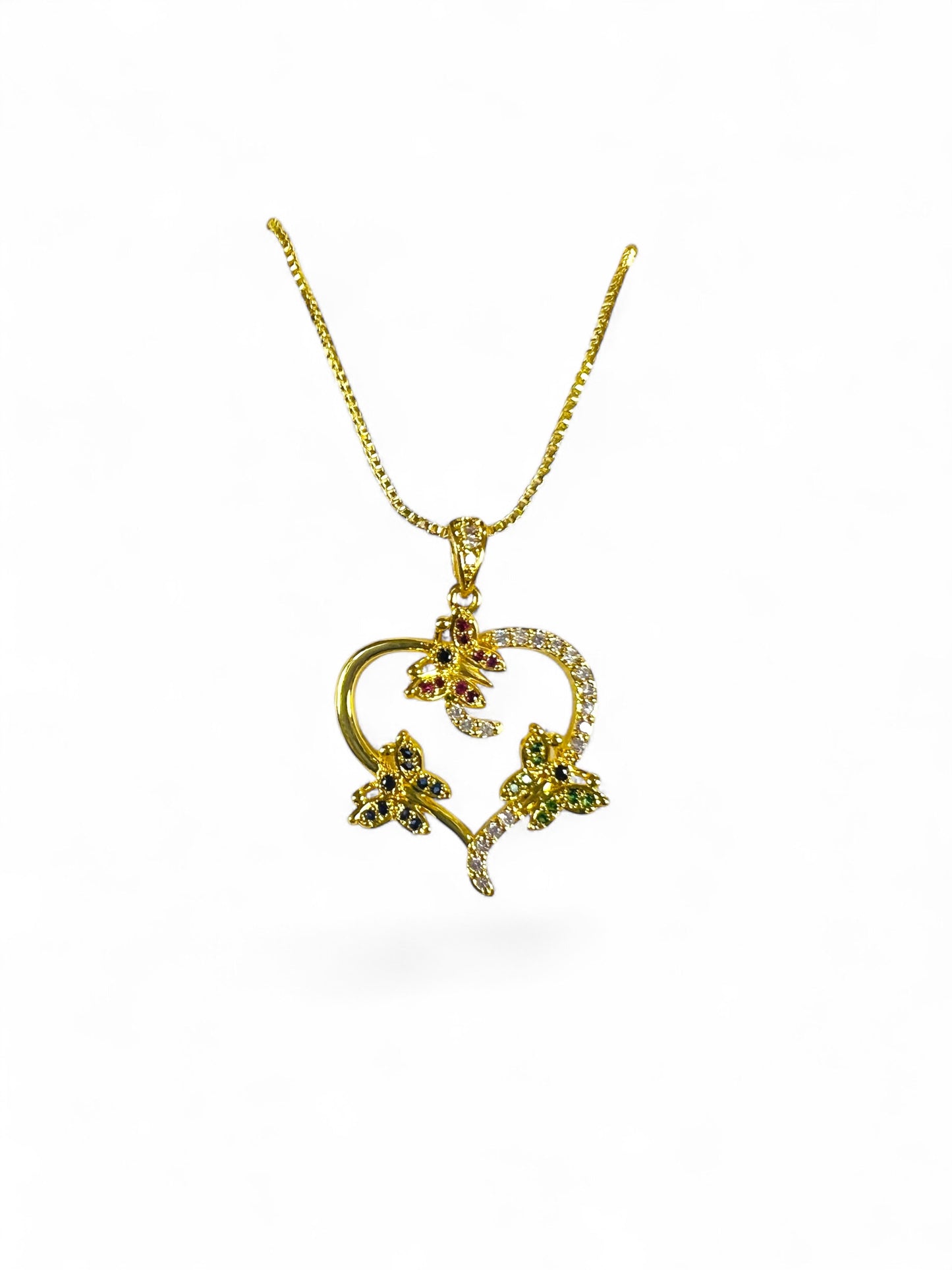 18K Gold Colour Polish Heart Shape Pendant with Chain and Extension
