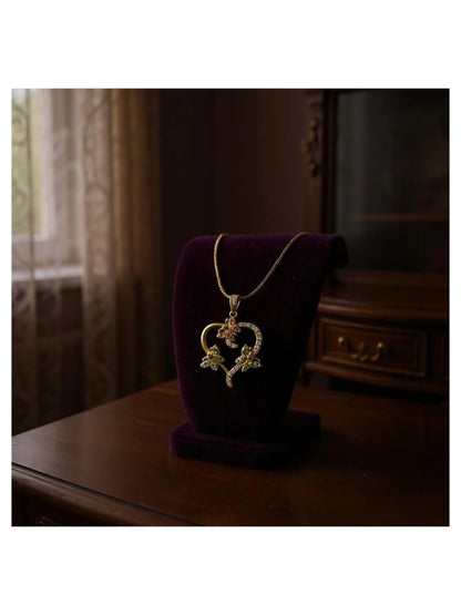 18K Gold Colour Polish Heart Shape Pendant with Chain and Extension