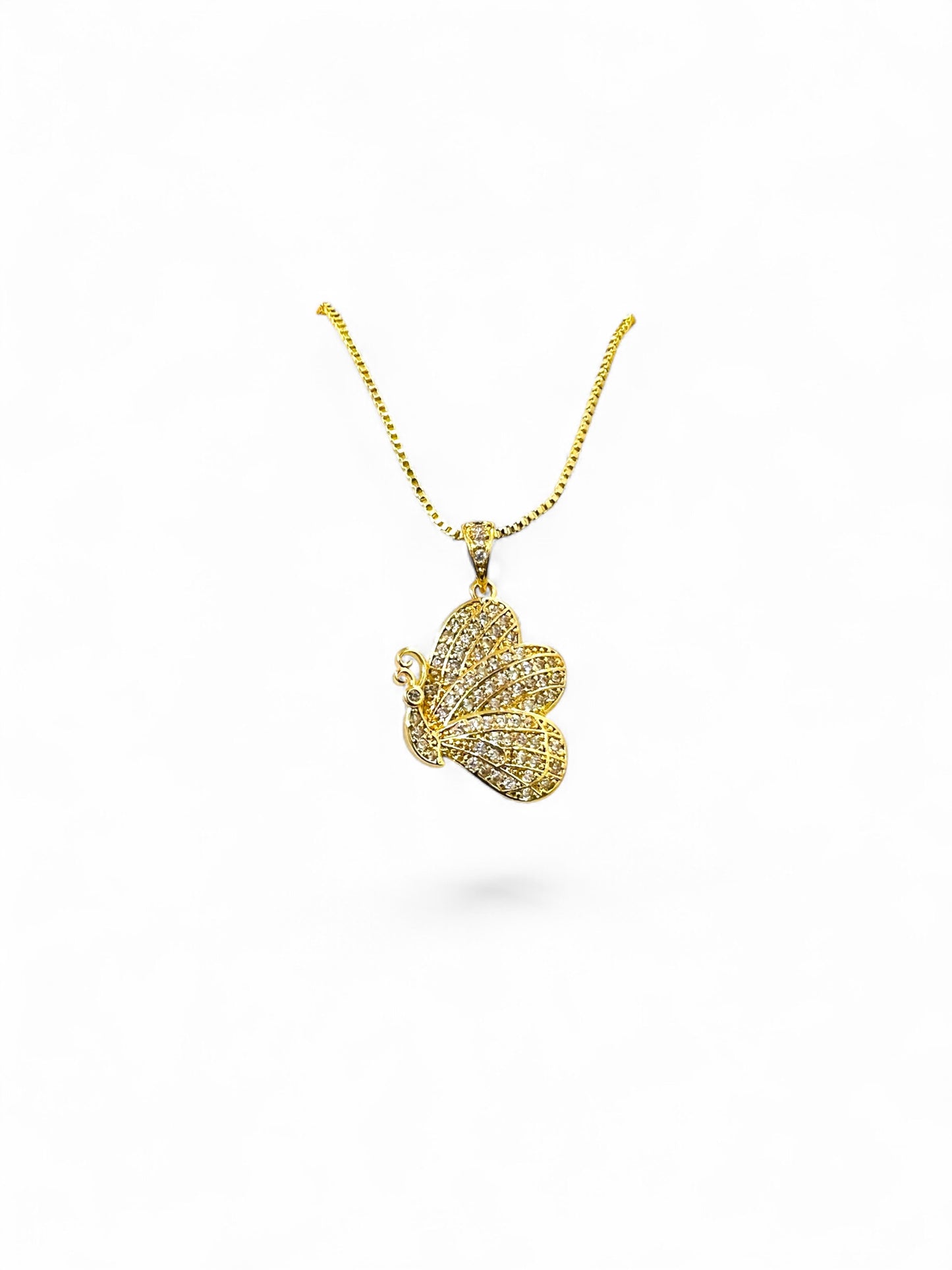 18K Gold Colour Polish Butterfly Shape Pendant with Chain and Extension