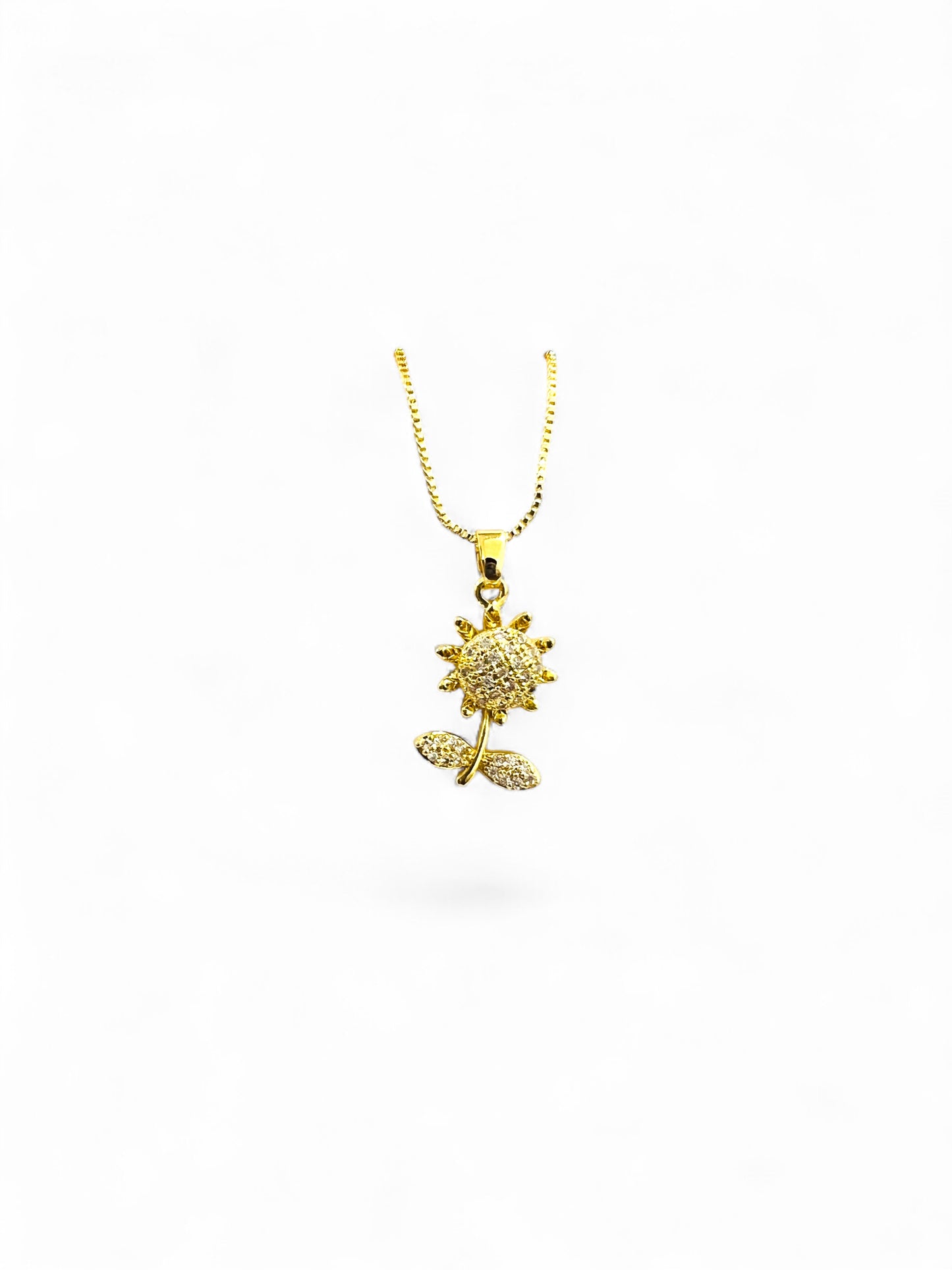 18K Gold Colour Polish Sun Flower Pendant with Chain and Extension