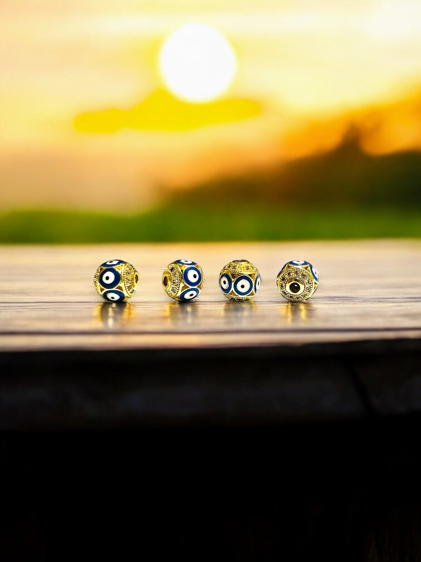 Evil Eye Charm Balls Beads for Jewelry Making – Pack of 2