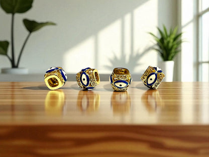 Evil Eye Charm Balls Round Beads for Jewelry Making – Pack of 2