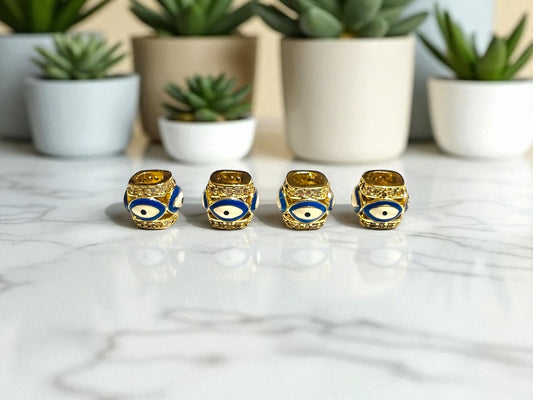 Evil Eye Charm Balls Round Beads for Jewelry Making – Pack of 2
