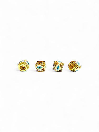 Evil Eye Charm Balls Round Beads for Jewelry Making – Pack of 2