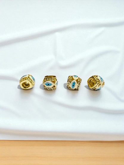 Evil Eye Charm Balls Round Beads for Jewelry Making – Pack of 2