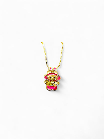 18K Gold Colour Polish Labubu Pendant with Chain and Extension