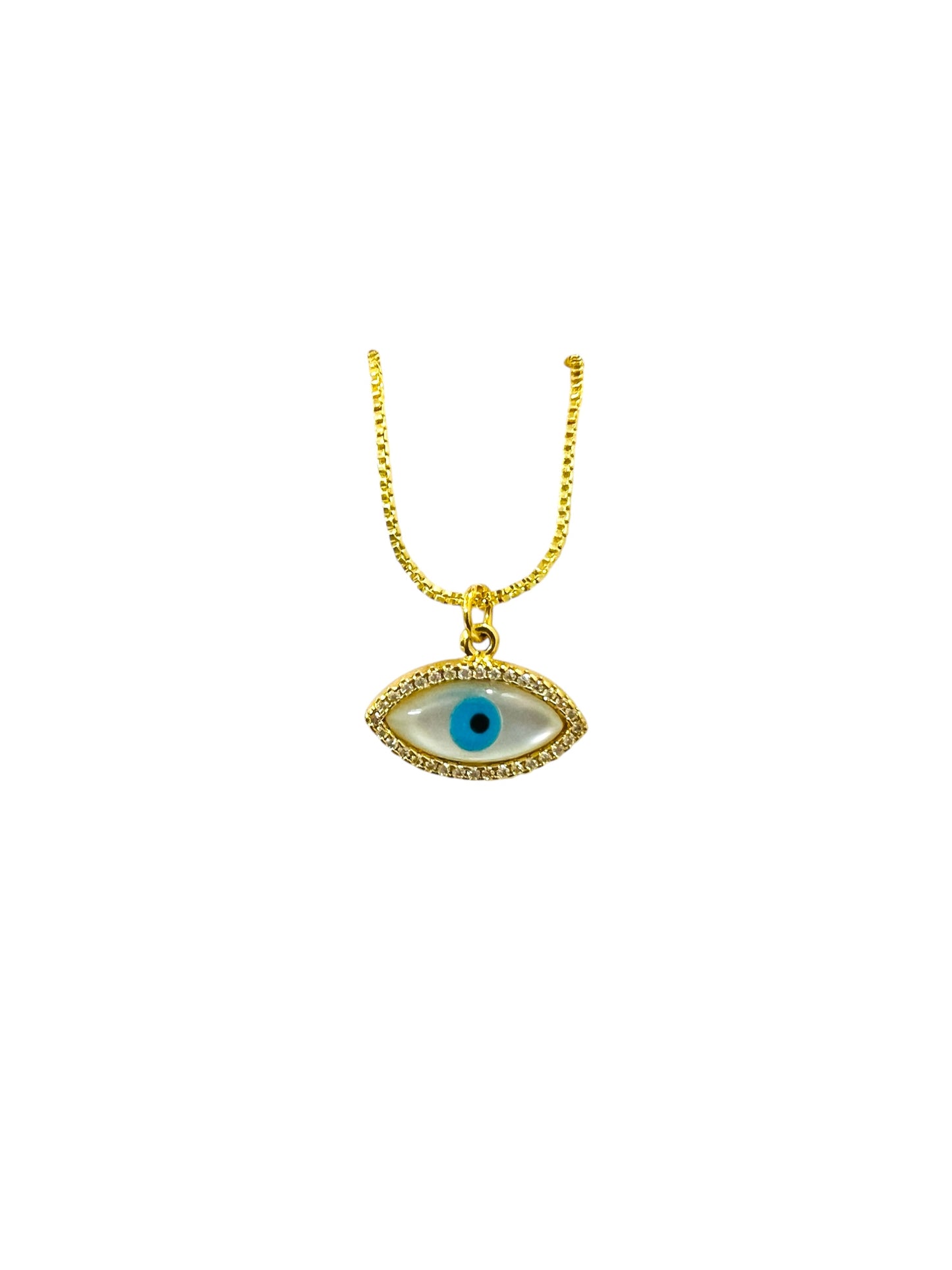 18K Gold Colour Polish Evil Eye Pendant with Chain and Extension