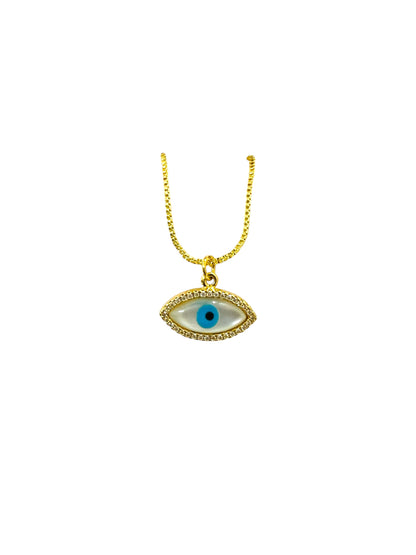 18K Gold Colour Polish Evil Eye Pendant with Chain and Extension