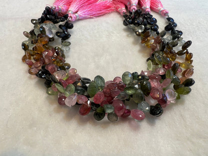 Tourmaline Multicolour Drops Shape Beads 7x5mm Size Length 21cm For Necklace Bracelet Jewelry Necklaces Bracelets Crafting & Accessories