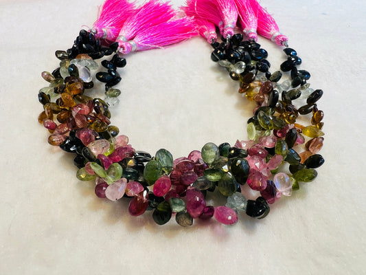 Tourmaline Multicolour Drops Shape Beads 7x5mm Size Length 21cm For Necklace Bracelet Jewelry Necklaces Bracelets Crafting & Accessories