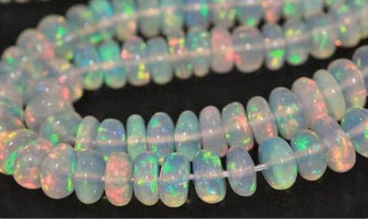 Premium Natural Ethiopian Opal Beads – 4-6mm Roundel Beads, 17 Inch Strand for Jewelry Creations, String for Necklaces, Bracelets & Crafting
